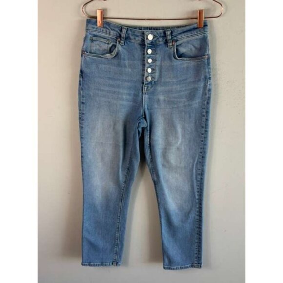 Reiss Womens High Rise Button Fly Skinny Jeans Blue Denim Size 28R Regular - Picture 12 of 12